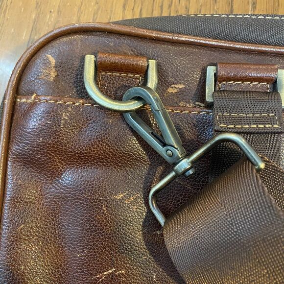 BOCONI Brown Distressed Leather Laptop Briefcase 16" RFID Work Retro Business - Picture 8 of 10